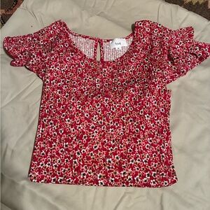 Frye Red Floral Blouse